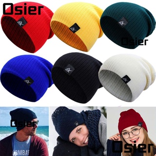 Osier1 หมวกบีนนี่ถัก สีพื้น น่ารัก สําหรับผู้หญิง / ผู้ชาย