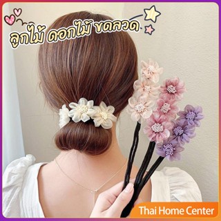 กิ๊บสไตล์เกาหลี สําหรับผู้หญิงที่ชอบ DIY ลูกไม้ + ดอกไม้ เป็นขดลวด ดัดผม hair accessories