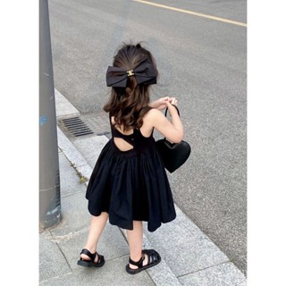 Korean childrens wear girls dress summer 2023 new western style beach dress childrens backless dress baby princess dress 5JZW