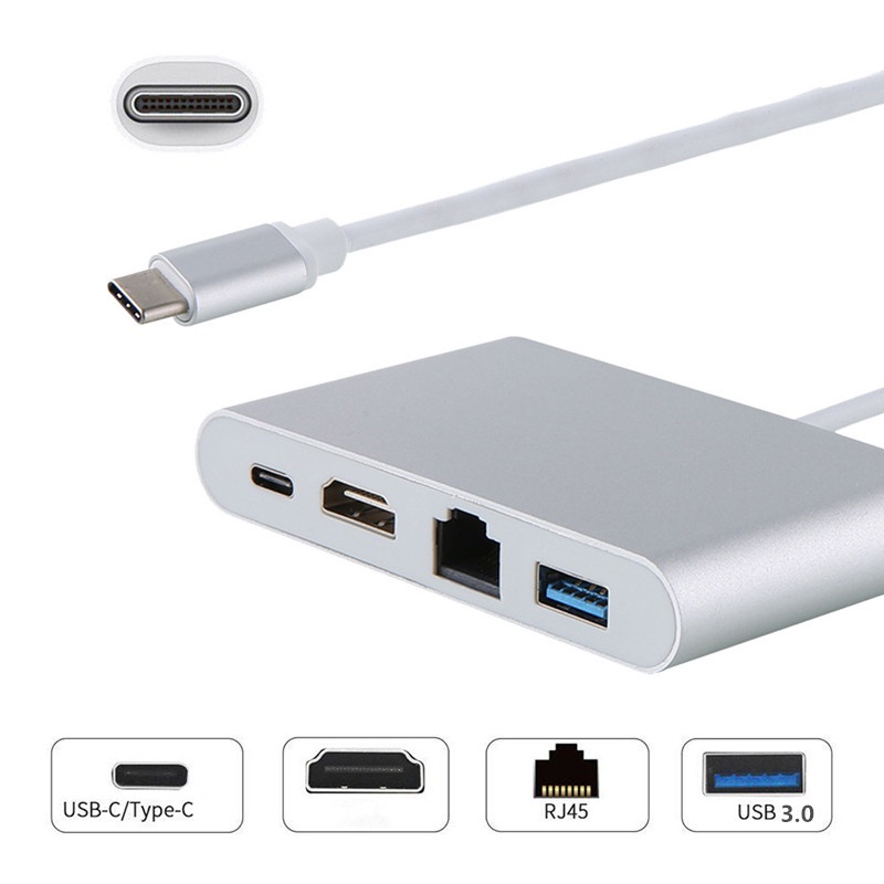 ประเภท C Thunderbolt 3 ถึง HDMI-เข้ากันได้กับ Lan Ethernet อะแดปเตอร์ USB-C PD USB 3.0 Hub สําหรับ MacBook Galaxy S8 Huawei Mate10