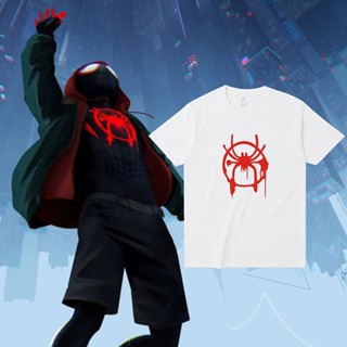 เสื้อยืดแขนสั้น ผ้าฝ้าย ทรงหลวม พิมพ์ลาย Marvel Spider Man Parallel Universe Gwen Miles สําหรับนักเรียน