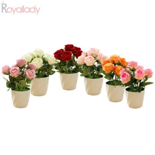 #ROYALLADY#Artificial กระถางดอกไม้ ดอกกุหลาบ บอนไซ สําหรับตกแต่งบ้าน ห้อง