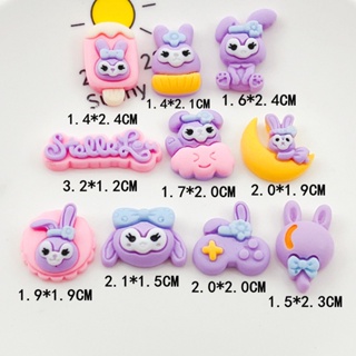 [2 #] Jibbitz Crocs กิ๊บติดผมเรซิ่น รูปการ์ตูนกระต่ายน่ารัก สีม่วง แฮนด์เมด DIY อุปกรณ์เสริม สําหรับรองเท้า QP