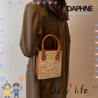 Daphne กระเป๋าสะพายไหล่ สะพายข้าง หนัง PU พิมพ์ลาย ความจุขนาดใหญ่ จุของได้เยอะ สีตัดกัน สไตล์วินเทจ สําหรับผู้หญิง