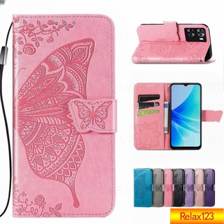 เคสโทรศัพท์หนัง ฝาพับ ลายดอกไม้ ผีเสื้อ พร้อมช่องใส่บัตร สําหรับ OPPO A58 4G A78 4G A98 5G