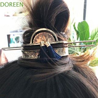 Doreen กิ๊บติดผม รูปมงกุฎ ประดับพู่ สีแดง สไตล์โบฮีเมียน จีนโบราณ เครื่องประดับผม สําหรับผู้หญิง