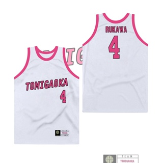 เสื้อกีฬาบาสเก็ตบอล ลายทีม dunk TOMIGAOKA School 4 Rukawa Kaede สีขาว