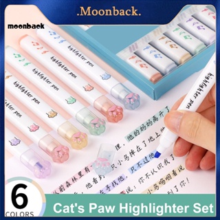 &lt;moonback&gt; ปากกามาร์กเกอร์ พลาสติก ลายอุ้งเท้าแมว หลายสี สําหรับสํานักงาน 6 ชิ้น