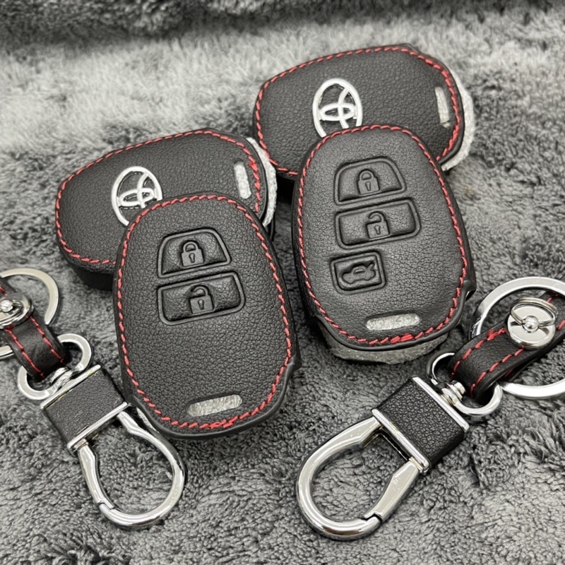 ปลอกหุ้มกุญแจ เคสกุญแจรีโมท Toyota Yaris Ativ (3ปุ่ม)&amp;(2ปุ่มกด) เคสกุญแจรถซองหนังแท้ ซองหนังใส่กุญแจ (โลโก้โลหะ)