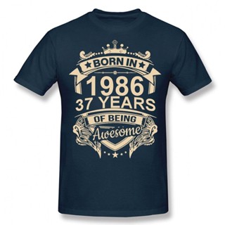 YF32 Made In 1986 37ปี Being Awesome 37th เสื้อ T กราฟิกฝ้าย Streetwear แขนสั้น Kado Ulang