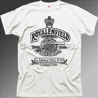 Royal Enfield Made Like A Gun Logo Tshirt Retro Motorcycle White Cotton Tshirt Tees Shipping Sbz5041_03