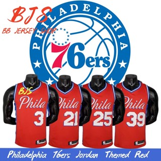 【 Bjs 】NBA เสื้อกีฬาบาสเก็ตบอล NO.21EMBID Philadelphia 76ers สีแดง สีขาว สําหรับผู้ชาย