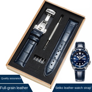 Seiko seiko สายนาฬิกาข้อมือ หนังวัวแท้ SRPD63K1 SPB045J1 ตัวผู้ 16 มม. 18 มม. 19 มม. 20 มม. 21 มม. 22 มม. 23 มม. 24 มม.