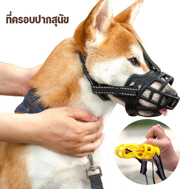 พร้อมส่ง ที่ครอบปากสุนัข อุปกรณ์ครอบปากสุนัข กันกัด พลาสติก ตะกร้อครอบปากสุนัข น้องหมาดื่มน้ำได้ ปรับได้