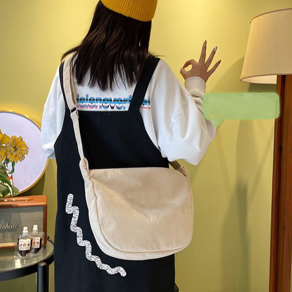 bag_1(BAG1835) กระเป๋าสะพายข้าง สีพื้น ผ้าลูกฟูก สไตล์เกาหลี(ไม่มีเข็มกลัดแถม)