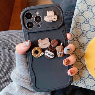 เคสซิลิโคนนิ่ม ลายการ์ตูนหมี 3D ป้องกันกล้อง สําหรับ IPhone 11 12 13 14 Pro Max Plus 14pro 13Pro 12Pro 12Promax 13Promax 14Promax