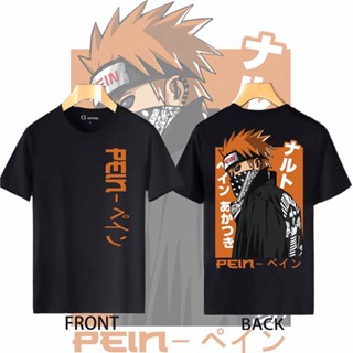 เสื้อยืดแขนสั้นNaruto อนิเมะเสื้อยืดเสื้อผู้ชาย เสื้อยืดคอตตอนไม่จำกัดเพศนารูโตะปวดS-5XL