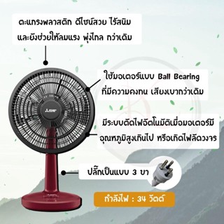 พัดลมตั้งโต๊ะ พัดลมตั้งโต๊ะ D12A-GB Mitsubishi ขนาดใบพัด 12 นิ้ว