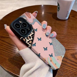 เคสโทรศัพท์มือถือแบบนิ่ม ลายผีเสื้อ เสือดาว สีชมพู สําหรับ Samsung A21S A12 A50S A30S A20 A30 A32 A22S A52S A72 A10S A33 A53 A73 A13 A04S A23 A51 A71 A31