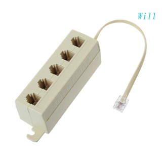 Will RJ11 อะแดปเตอร์ปลั๊กแยกสายโทรศัพท์ 5 ทาง 6P4C