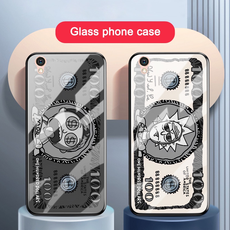 ปลอก OPPO A37 A37fw a37m A37f A33 A39 A59 F7 F1S F5 Crazy Scientist Dollar กระจกนิรภัยเคสโทรศัพท์กัน