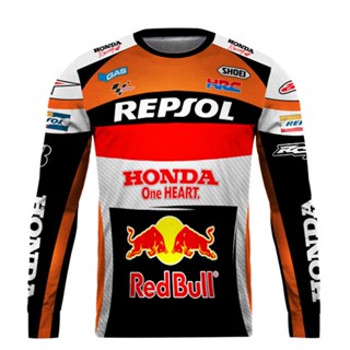 เสื้อกีฬาแขนยาว ลาย Repsol Dri-Fit สําหรับขี่รถจักรยานยนต์