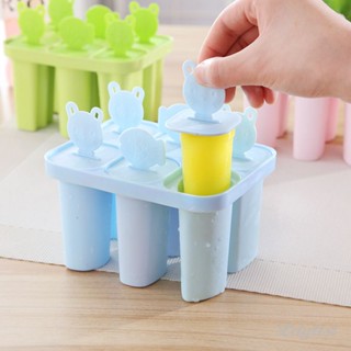 ღ 6-Cell Ice Cream Mold Reusable Ice Cream Frozen Ice Hockey Bear Head 6 Groups With Lid Home Making Popsicles Ice Cream Frozen Kitchen Tool Accessories ซื้อทันทีเพิ่มลงในรถเข็น