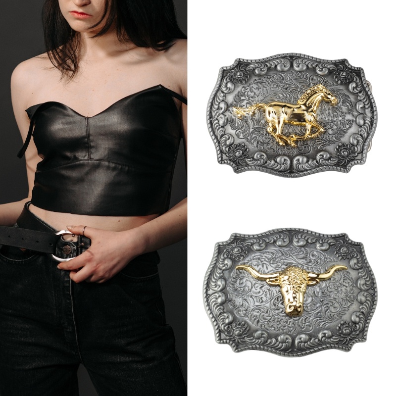 SUIT ยาว Horn Bull เข็มขัดหัวเข็มขัด Vintage Western เข็มขัดหัวเข็มขัด Big Cowboy เข็มขัดหัวเข็มขัดเ