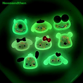 Newsandthen 6 ชิ้น การ์ตูนเรืองแสง Sanrio เรซิน Diy อุปกรณ์เสริม กาวครีม โทรศัพท์มือถือ แผ่นแปะเปลือก ดี