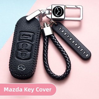 เคสกุญแจรีโมทรถยนต์ แบบหนัง โลหะ สําหรับ Mazda mazda2 mazda3 mazda6 BT50 mazdamx6 mazdacx3 mazdacx30 mazdacx5 mazdacx8 mazdacx9