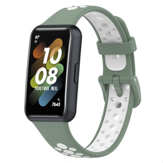 สายนาฬิกาข้อมือซิลิโคน ระบายอากาศ สองสี สําหรับ Huawei Band 7 7 NFC