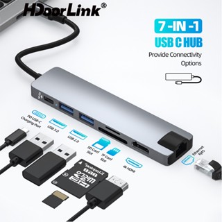 Hdoolink 7 In 1 ฮับ USB C ความเร็วสูง อุปกรณ์เสริม สําหรับ MacBook Pro Air PC USB HUB Surface Flash Drive