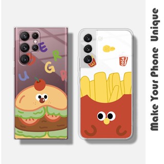 เคสโทรศัพท์มือถือแบบนิ่ม ใส ลายแฮมเบิร์กชิปน่ารัก สําหรับ Samsung S21 S23 Plus S8 S10 S9 S20 S21 FE S22 Ultra Note 9 10 Plus 20 Ultra 5G