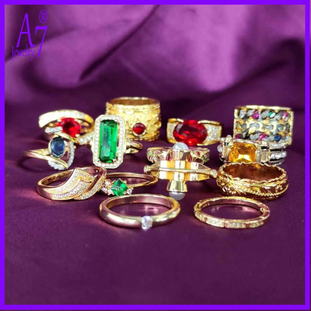 A7 | US Size 8 18K Gold AAA แหวนคริสตัลเพทายไม่จางหายเป็นเวลานาน FL10