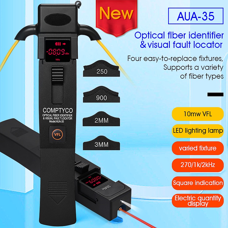 Comptyco ประสิทธิภาพสูง AUA-35 Fiber Optic Identifier Live Fiber Optical Identifier ในตัว 10mw VFL 8