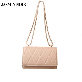 Jasmin NOIR กระเป๋าสะพายไหล่ กระเป๋าถือ หนัง PU ลายสก๊อต แต่งสายโซ่คล้อง สําหรับสตรี