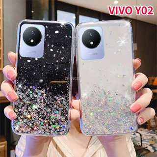 เคสโทรศัพท์มือถือแบบนิ่ม TPU ใส ลายกลิตเตอร์ดาว ระยิบระยับ หรูหรา สําหรับ VIVO Y02 2022 Y02A Y02 Y 02 A