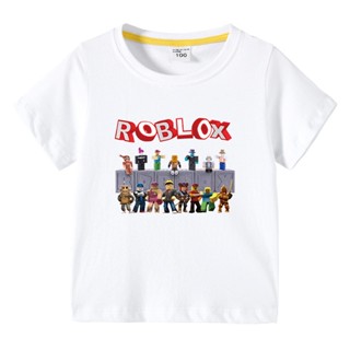 เสื้อยืดแขนสั้น ผ้าฝ้าย พิมพ์ลาย Roblox แฟชั่นฤดูร้อน สําหรับเด็กผู้ชาย