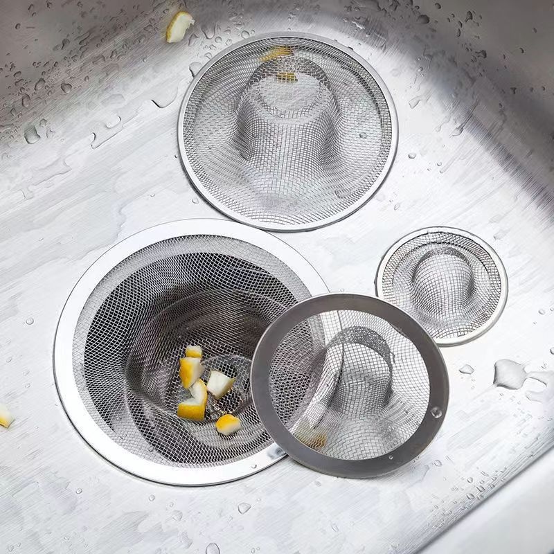 ที่กรองท่อระบายน้ํา สเตนเลส แบบพกพา รูปหมวกฟาง ป้องกันการปิดกั้น สําหรับอ่างล้างจาน ห้องครัว ห้องน้ํา อ่างล้างหน้า