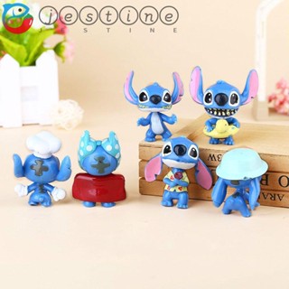 Jestine พวงกุญแจจี้ตุ๊กตาฟิกเกอร์ Q Version Stitch ขนาดมินิสําหรับตกแต่งตุ๊กตา 10ชิ้น/ชุด