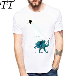 #ถูกสุด Octopus and devil rays Kite Flying T Shirts Men casual Top Cool animal design T-Shirt For Adult Tshirts Clothes