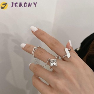 JEROMY Opening Adjustable Ring Cool Personality Geometry Tassel Chain Hip-hop Rhombus Punk Style Female Finger Ring