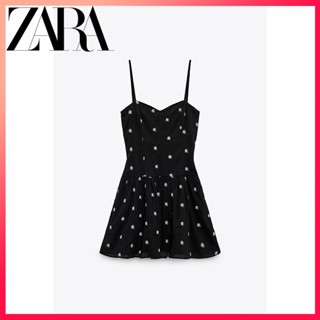 Zara ใหม่ TRF ชุดเดรสสั้น ลายดอกเดซี่ สําหรับผู้หญิง