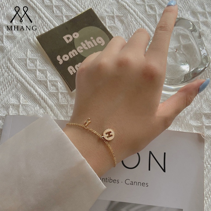 พร้อมส่งจากไทย ปรับขนาดได้ สร้อยข้อมือจี้ตัวอักษร H ประดับเพชร หรูหรา ระดับไฮเอนด์  แฟชั่นสําหรับผู้หญิง ราคาถูก B87