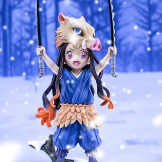 โมเดลฟิกเกอร์ Demon Slayer Kamado Nezuko Cos Hashibira Inosuke ขนาด 19.5 ซม.