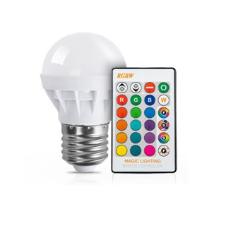 หลอดไฟ LED E27 3W RGB หลากสีสัน พร้อมรีโมตควบคุม