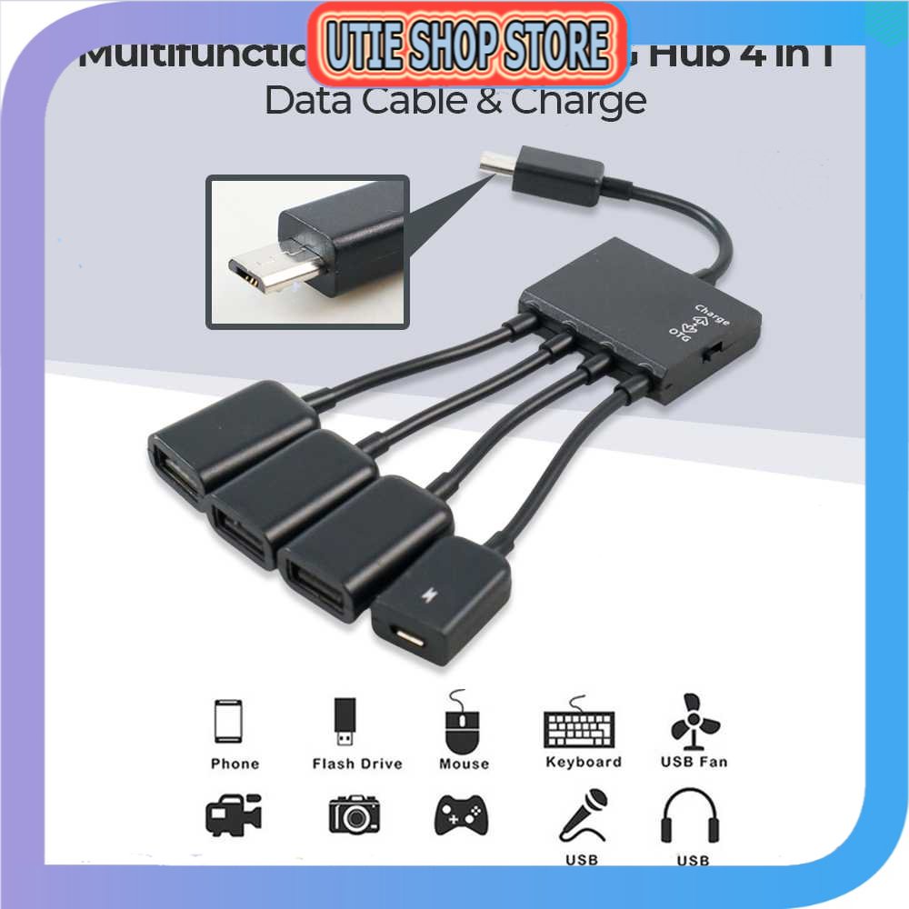 UTIE STORE - มัลติฟังก์ชั่น Micro USB OTG Hub 4 in 1 Data Cable & Charge - M3H4