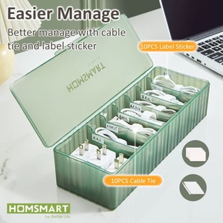 Homsmart กล่องเก็บสายไฟ กล่องเก็บสายชาร์จ มือถือ กล่องเก็บของอเนกประสงค์ ช่องใหญ่ 🎯แถมชุดรัดสายฟรี🎯