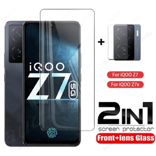 2in1 ฟิล์มกระจกนิรภัยกันรอยหน้าจอ เลนส์กล้อง HD แบบนิ่ม สําหรับ vivo iQOO Z7x Z7 5G vivo iQOO Z 7 x IQOOZ7x iQOOZ7 5G 2023