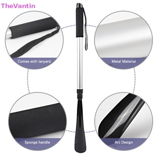 Thevantin ฮอร์นรองเท้า สเตนเลส ด้ามจับยาว ยืดหดได้ ทนทาน สีดํา สําหรับยกรองเท้า